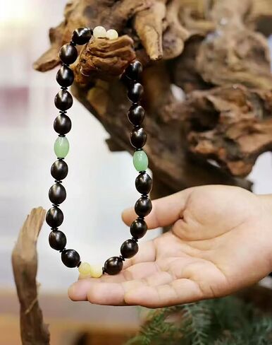 Handmade Prayer Beads Bracelet For Man And Woman Lotus Seeds Bead Bracelet With Natural Jade for Yoga And Meditation (MIDDLE-green) in Saudi Arabia