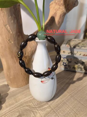 Handmade Prayer Beads Bracelet For Man And Woman Lotus Seeds Bead Bracelet With Natural Jade for Yoga And Meditation (MIDDLE-green) in Saudi Arabia