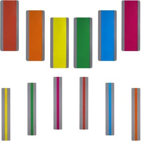 12Pcs Guided Reading Strips Highlight Strips Reading Tracking Dyslexia Tools Colored Overlays Bookmarks Tracking Rulers Helps with Reduce Visual Stress for Teacher Supply Guided 2 Sizes, 6 Colors