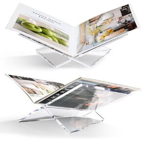 Acrylic Book Stand Large Clear Acrylic Book Holder, 12.2" x 9.5" x 5.5", Open Book Holder Stand for Display and Reading Cookbooks, Art Books, Bibles, Magazines - Home and Office