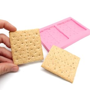 Graham 2 cavity cookie silicone mold, Graham cracker silicone mold, smore making graham cookie mold NS007