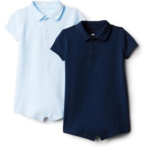 Amazon Essentials x Sofia Grainge Baby Boys' Short Sleeve Romper, Pack of 2