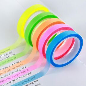 5 Rolls Highlighter Tape Colored Tape Pet Transparent Fluorescent Neon Removable Tapes Tags for Students Teachers Reading Taking Notes at Class Home Office（5 Colors,1.37× 0.23 Inches