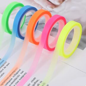 5 Rolls Pet Highlighters Tape ، 0.23 بوصة × 16.4 قدم أشرطة تمييز ملونة ، وشرائط غير مريحة غير دللة ، وتسليط الضوء