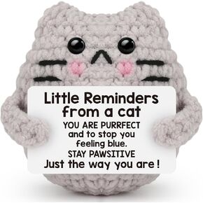 Crochet Cat Easter Basket Stuffers Positive Crochet Birthday Gifts for Mom Grandma Dad Grandpa Daughter Son Uncle Aunt Friends, Mini Crochet Cat Handmade Knitted Crochet Animals Gift Idea
