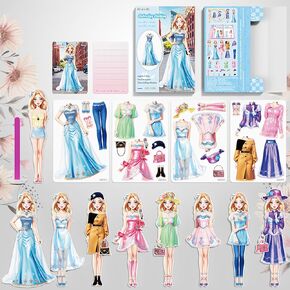 Magnetic Dress Up Dolls - Paper Dolls Stickers Dress Up Play Set, Includes Magnet Apparel and Accessories, Great for Travel Or Play, Imaginative Toys for Girls Ages 4-7 (Joy)