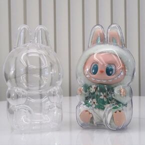 2pcs حالة وقائية لـ Labubu The Monsters Monster Macaron - Clear Display Case ، غطاء أكريليك مقاوم للغبار للأرقام الدائمة (دمية غير متضمنة)