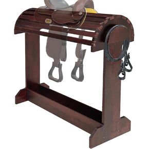 Extra-Large Wood Saddle Rack - Non-Abrasive Design, Bridle Rack & Heavy-Heavy Duty Saddle Stand for Equestrian Homes Horse Tack Room Organization 27.6"x11.8"x27.9"(Walnut)
