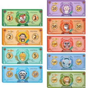 450 Pieces Prop Money Play Money, 9 Types of Small Animals banknotes, Number Learning Education, Develops Early Math Skills, Board Games, Magic, Videos