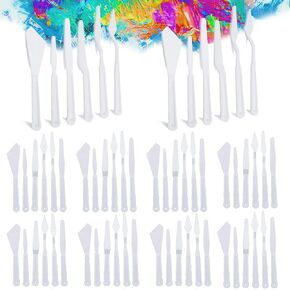 Plastic Spatula Palette Knives Set 30Pcs(5 Pack), KELIFANG Painting Knife for Mixing, Spreading, Scratching, Layering Colors, Thin and Flexible Art Tools for Carving, Oil, Acrylic, Watercolor Painting
