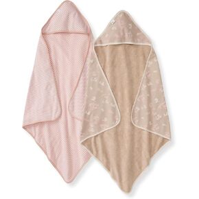 Burt's Bees Baby - Hooded Towels, Absorbent Knit Terry, Super Soft Single Ply, 100% Organic Cotton (Hello Moon!, 2-Pack)