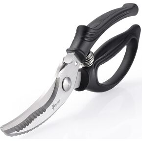 Heavy Duty Poultry Shears - Kitchen Scissors for Cutting Chicken, Poultry, Game, Meat - Chopping Vegetable - Spring Loaded - Blue