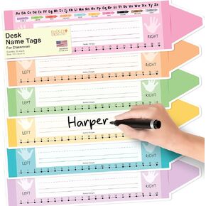 36 Name Tags for Classroom Desks - 14.5 x 4" Desk Name Plates for Classroom, Student Name Tags for Desk Kindergarten, Preschool, 1st, 2nd and 3rd Grade - Crayon Classroom Decor