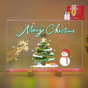 LED Note Board with Colors, Light Up Acrylic Message Board with Gift Bag, Led Drawing Board for Room/Office/Festival/Gift, LED Noteboard with Adjustable Stand & 7 Colorful Pens, Large (12"x8")
