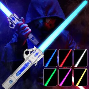 Light Up Saber with Sound,7 Color Retractable Light up Saber for Kids,Boys Sword Toy for Halloween Dress Up Party, Xmas Present,Galaxy War Fighters and Warriors