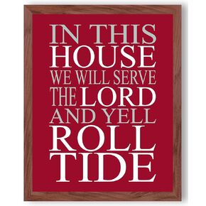 In This House We Serve the Lord - Football Quotes Wall Art, Inspirational Wall Decor for Home, Office, Bedroom, Man Cave, and Cafe (Unframed, 11 x 14 inches)