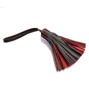 Black Red Genuine Leather Tassel Pendant for Bags