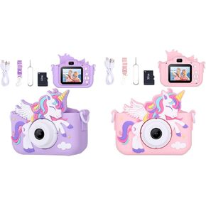 2-Pack Camera for Kids Girls Age 3-8, Toddler Kids Digital Camera Christmas Birthday Gifts for 3 4 5 6 7 8 Years Old Girl, Cute Selfie Video Camera
