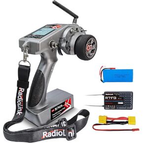 Radiolink RC6GS V3 7 قنوات Transmitter RC ومستقبل R7FG GYRO ، مع بطارية Lipo 7.4V 2S ، والقياس عن بعد الجهد RC ومجموعة مستقبل لسيارة التحكم عن بُعد ، وقوارب ، وشاحنة ، ورباعي ،