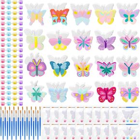 Jellyarch 20 مجموعة الفراشة DIY طقم الطلاء الصيفي لطلاء تماثيل الفراشة الخاصة بك التماثيل الجص غير مصممة فرش الفراش أكريليك الدهانات الأكياس الحزب لصالح البالغين