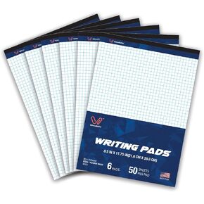 PAD PAD PAD 8.5 × 11 ، دفتر ملاحظات ورق الرسم البياني ، ورق الشبكة الرباعي 4 × 4 ، 50 ورقة لكل لوحة ، 6 حزمة ، ورقة بيانية صغرى من أجل هندسة الرياضيات ، مصنوعة في الولايات المتحدة الأمريكية