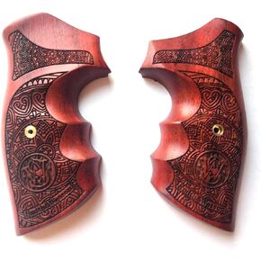BMPL Hardwood Luxurious K/L Frame Square Butt Revolver Handgun Grips Finger Groove Checkered Handcraft Handmade