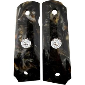 Fits Colt 1911 Grips Pearl Resin Metal Medallion for 1911 Springfield Kimber Wilson Government Commander Full Size