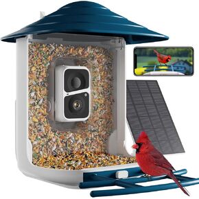 Dzees Smart Bird Teeder مع الكاميرا ، وكاميرا وحدة التغذية البرية اللاسلكية في الهواء الطلق ، AI التعرف على أنواع الطيور ، مقاطع فيديو للتقاط السيارات ، 1080 بكسل HD Birdhouse مع هدية مثالية ، مثالية للآباء والأمهات.