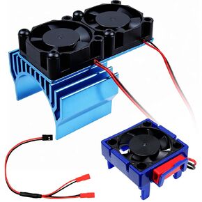 مروحة التبريد VXL-3S ESC ومحرك 15000 دورة في الدقيقة مجموعة مروحة مزدوجة ملائمة ل 1/10 Traxxas Slash 4x4 Stampede 4x4 Vxl Rustler 4x4 Hoss 4 × 4 Velineon VXL-3S Heat بالوعة الحرارة ، الأزرق