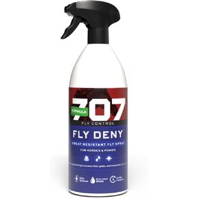 Formula 707 Fly Deny Spray for Horses & Ponies, Sweat-Resistant 14-Day Protection from Flies, Gnats & Mosquitoes, Repels and Kills, 32 Oz