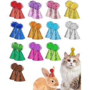 PET SHOW 12 Pack Mini Small Dog Hats Cat Birthday Party Hat Rabbit Hats for Stuffed Animals Holiday Wedding Puppies Kittens Costume Accessories