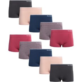 Reebok Women's Boy Shorts Underwear - 10 Pack Stretch Performance Boyshort Panties - Seamless Underwear for Women (S-XXL)