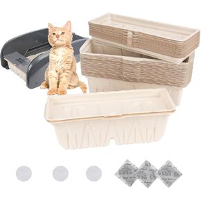 30 Packs Disposable Waste Receptacles Compatible with Nature's Miracle Litter Box 2nd & Littermaid Litter Box 3rd, Kitten Litter Trays with Charcoal Bags, Cat Supplies (Machine NOT Included)