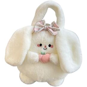 Rabbit Stuffed Animal White Plush Purse, Crossbody Bag and handbag for Girls Tweens and Teens，a wonderful Birthday gift