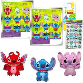 Disney Stitch Plush Blind Bags Set - Bundle with 2 Stitch and Angel Mini Plush Toys Plus Stickers for Kids, Boys, Girls | Disney Stitch Goodie Bags