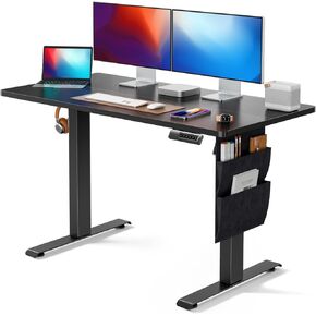 Marsail 48"x24" Electric Standing Desk, Adjustable Height Home Office Desk with Storage Bag, Headphone Hook, and 4 Memory Presets. Ideal Stand-Up Desk for Study, Writing, Work, and Computer Use.
