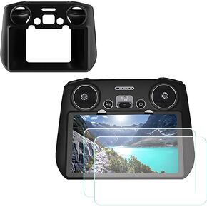 DJI RC Silicone Protection Cover+HD Screen Glass for DJI Mini 3/Mini 3 Pro/Air 2S/Mavic 3 DJI RC Controller Case (Black)