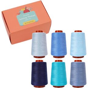 Sewing Thread Kit, 6 Pcs, All Purpose Sewing Thread, 30wt, 6 Spools Assorted Colors Each 800 Yards of Polyester Threads for Sewing Machine, Hand Stitching, Quilting, Serger (Yellow)