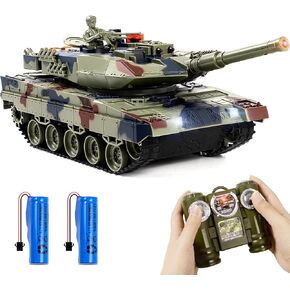 1/24 RC Tank, Remote Control Ger Leopard II Army Model Tank with Sound Effects, Lights and Smoke, 2.4G Military Model Toy for Kids, Perfect Birthday for Boys 6+ Years Old