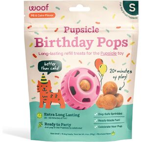 WOOF Pupsicle Birthday Pops - Healthy Dog Treats - Pre-Made Pupsicle Refills- Wholesome Ingredients - Naturally Sweet - Cake-Flavored Birthday Treat for Dogs - Large