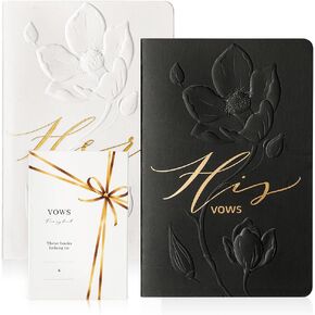 AISBUGUR Vow Books, His and Hers Vow Books for Wedding with Gold Foil Engraving and Delicate Embossed,Wedding Keepsake for Wedding Registry Gifts 28 Pages-5.5 * 3.5 in Blue and White