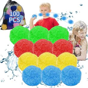 100 Pcs Reusable Water Balloons, Refillable Water Balls for Kids Outdoor Toys Games, Summer Toys Ball for Pool and Backyard Fun, Splash Balls for Beach Fun Games for Boys Girls