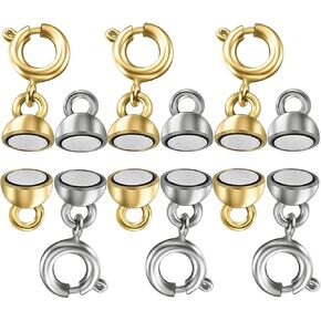 Magnetic Necklace Clasps and Clouse as Charms for Necklace Jewelry Accessories as Mother's Day Gift(12Pcs Gold and Silver)