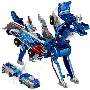 Dinosaur Transformer Car Toy ，Magnetic Cars Transform into Dinosaurs ，Fun - Filled Dragon Toys Toys for Boys & Girls (Blue)