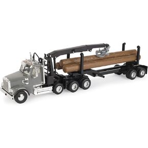 TOMY Freightliner 122SD Logging Truck Toy - 1:32 Scale - Includes Toy Truck, Trailer, and 3 Logs - Construction Truck Toys - Toddler Toys Ages 3 Years and Up