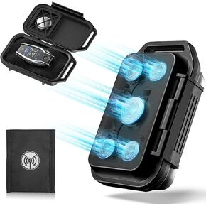 5 Magnets Version 3 in 1 Magnetic Key Holder Hide A Key Outside with Tracker Zone&Signal Blocking Pounch| Upgraded Magnetic Key Case| 5 Built-in Magnets| Waterproof Magnetic Key Box,Black
