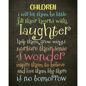 Children's There Is No Tomorrow - Inspirational Wall Art Print, Positive Affirmations Wall Art Decor for Nursery Decor, Kids Room Decor, Playroom Decor, Unframed Laughter & Love Quote Print - 8x10"