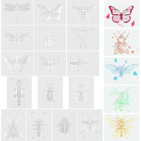 Feifeiya 16 Pcs Insects Rubbing Plates Insects Butterfly Dragonfly Ladybug Ant Texture Plates for Home Classroom Art, 16 Style