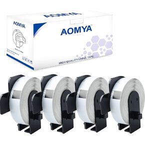 Aomya 6 Pack DK-1201 Die-Cut Standard Address Shipping Label Compatible for Brother DK1201 29mm x 90mm (1-1/7" x 3-1/2") with 6 Refillable Cartridges for Brother QL Label Printer QL-700 QL-710W?-