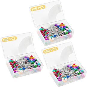 300pcs دبابيس الخياطة للنسيج ، دبابيس مستقيمة مع رؤوس الكرات الزجاج
